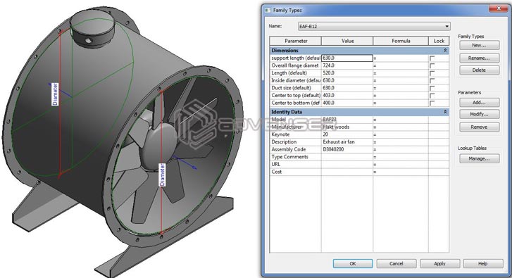 Revit Family for Mechanical Fan